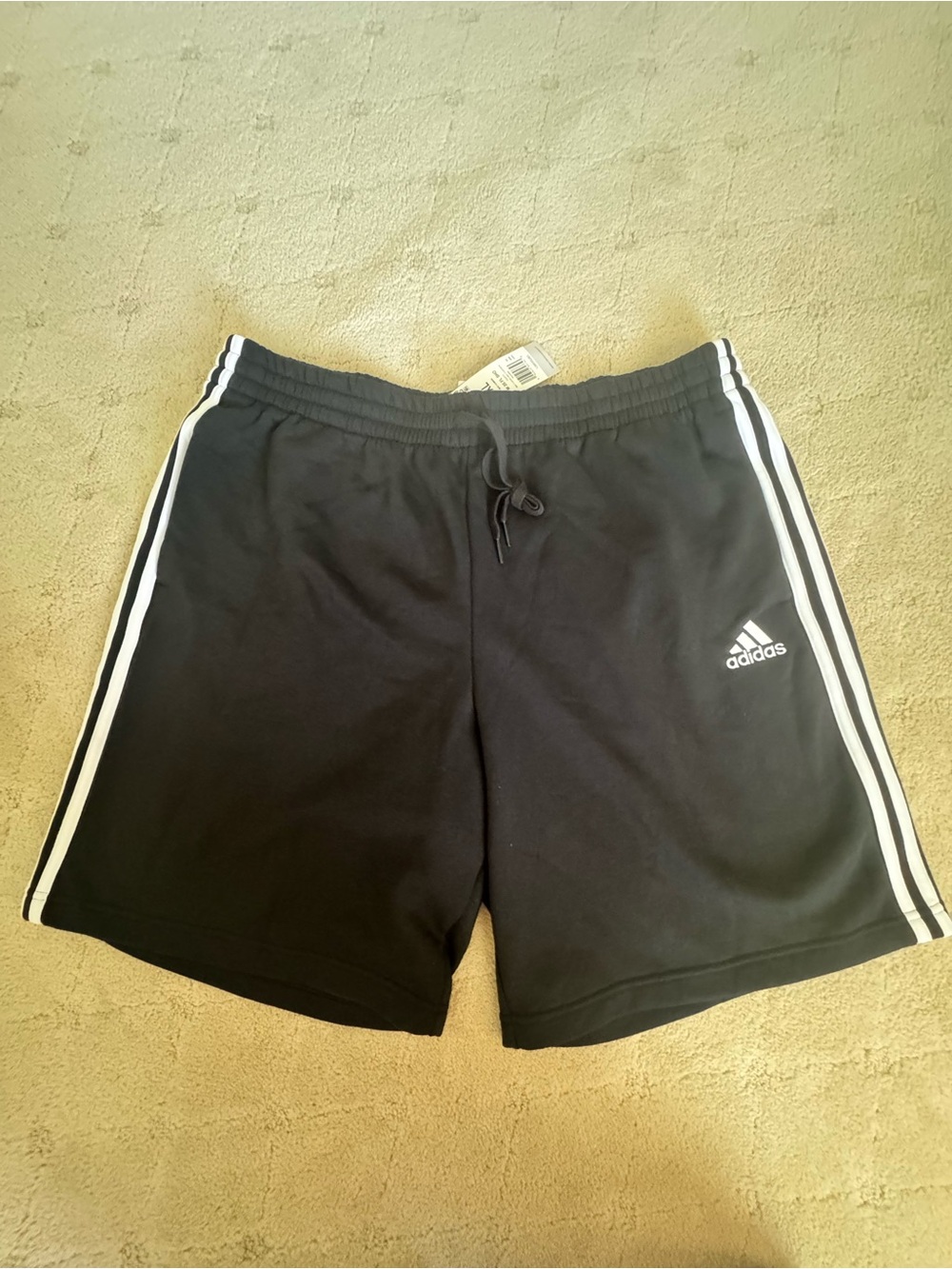 Adidas Men's Black Athletic Shorts with White Stripes
